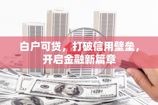 河东白户可贷，打破信用壁垒，开启金融新篇章