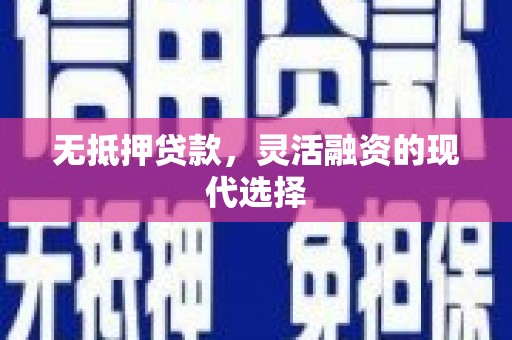 河东无抵押贷款，灵活融资的现代选择