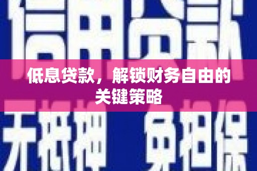 河东低息贷款，解锁财务自由的关键策略