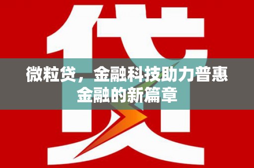 河东微粒贷，金融科技助力普惠金融的新篇章