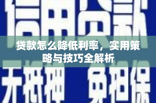 河东贷款怎么降低利率，实用策略与技巧全解析