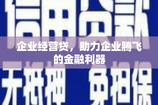河东企业经营贷，助力企业腾飞的金融利器