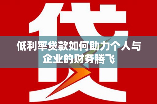 河东低利率贷款如何助力个人与企业的财务腾飞