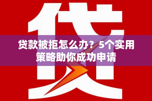 河东贷款被拒怎么办？5个实用策略助你成功申请