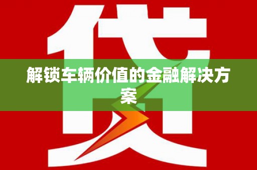 河东解锁车辆价值的金融解决方案