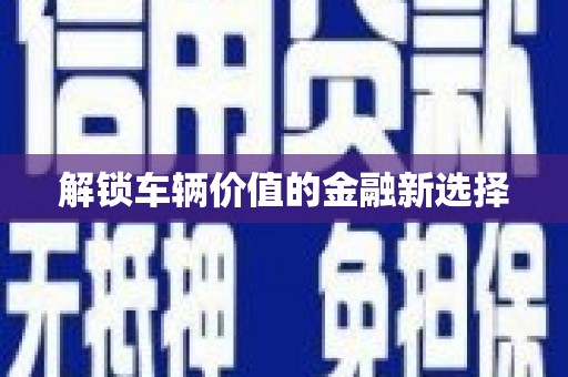 河东解锁车辆价值的金融新选择